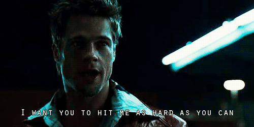 Fight Club (1999)  Quote (About punch hit me gifs)