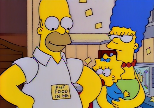 The Simpsons  Quote (About put food in me hungry food)