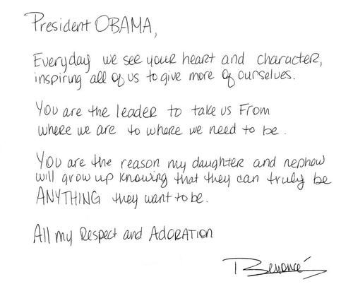 Beyonce Knowles Quote (About respect Obama letter adoration)