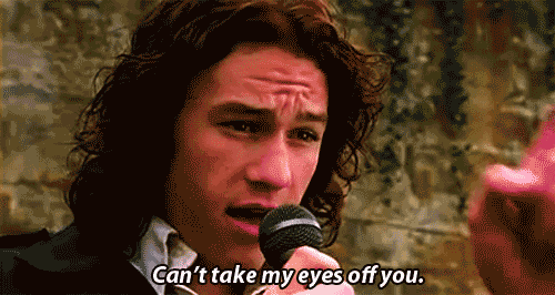 10 Things I Hate About You (1999) Quote (About song smile singing love gifs football field cant take my eyes off you)