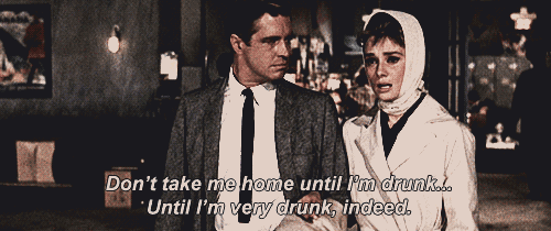 Breakfast at Tiffanys (1961)  Quote (About party lonely home hang over gifs drunk alone alcohol)