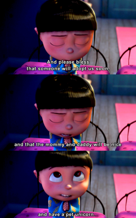 Despicable Me (2010)  Quote (About unicorn pet mommy daddy adopt)
