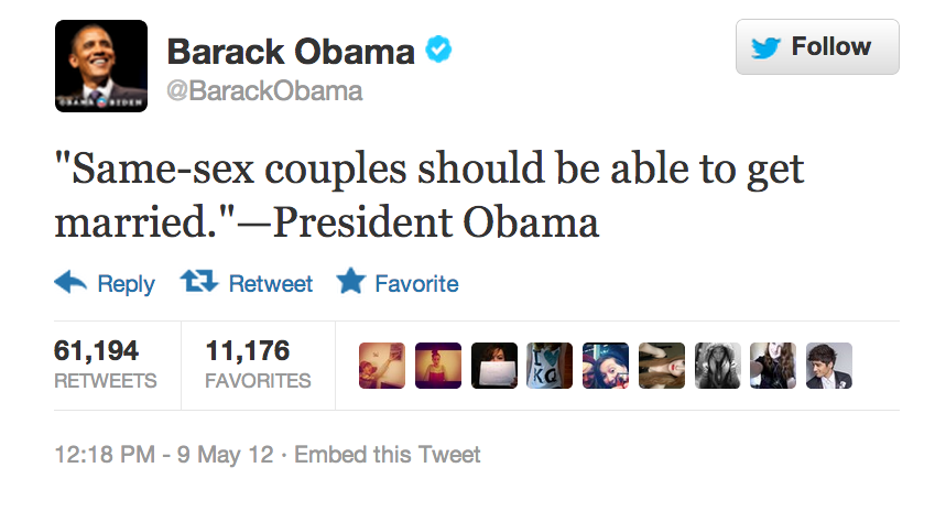 Barack Obama  Quote (About same sex couples rights married marriage LGBT lesbian gay)
