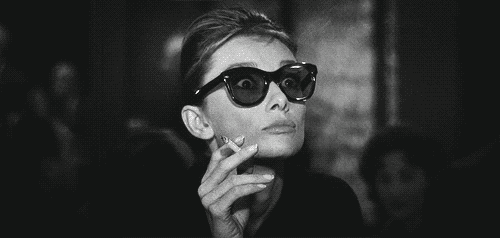 Breakfast at Tiffanys (1961) Quote (About sunglasses staring gifs eyes black and white)