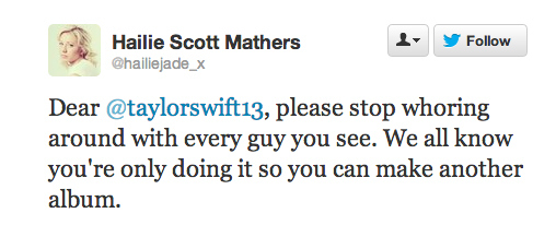 Hailie Scott Mathers  Quote (About whore twitter tweet taylorswift13 hate taylor swift Eminem daughter album)