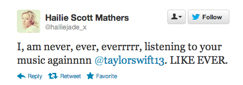 Hailie Scott Mathers  Quote (About twitter tweet Taylor Swift hate harry styles harry dislike)