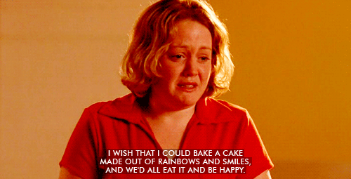 Mean Girls (2004) Quote (About smiles rainbows happy happiness gifs cake bake)