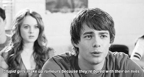 Mean Girls (2004) Quote (About true stupid girls rumors life gifs bored black and white)