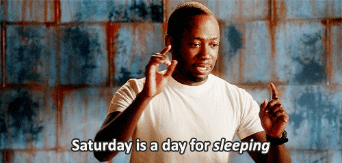 New Girl  Quote (About weekend sleeping saturday rest lazy gifs)