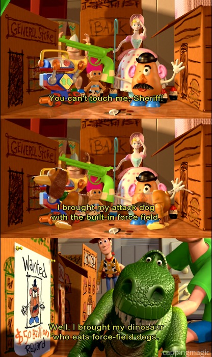 Toy Story (1995)  Quote (About war force fight dinosaur attack dog)
