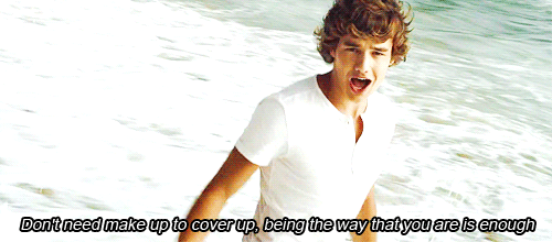 One Direction,Harry Styles What Makes You Beautiful Quote (About makeup make up gifs cover up)