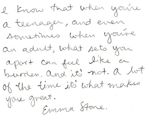 Emma Stone  Quote (About teenager speech MTV Trailblazer Award inspirational burden adult)