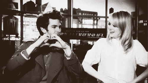 Andrew Garfield,Emma Stone  Quote (About spiderman interview love signs love interview heart gifs dating)