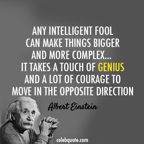 Albert Einstein Quote (About special smart opposite direction intelligent genius fool courage complet)