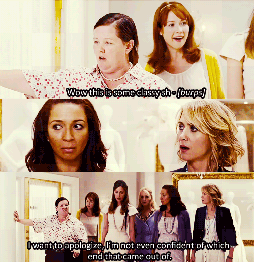 Bridesmaids (2011) Quote (About wedding dress gifs food posioning diarrhea apologize)