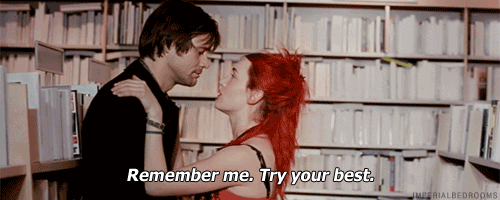 Eternal Sunshine of the Spotless Mind (2004) Quote (About try your best remember gifs forget erase book store scene)