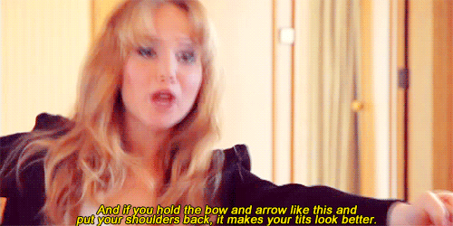 Jennifer Lawrence Quote (About tits hunger game gifs bow and arrow)