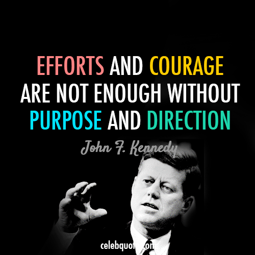 John F. Kennedy Quote (About success purpose goal efforts direction courage)