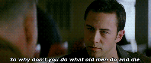 Looper (2012) Quote (About old men gifs die coffee scene aged)