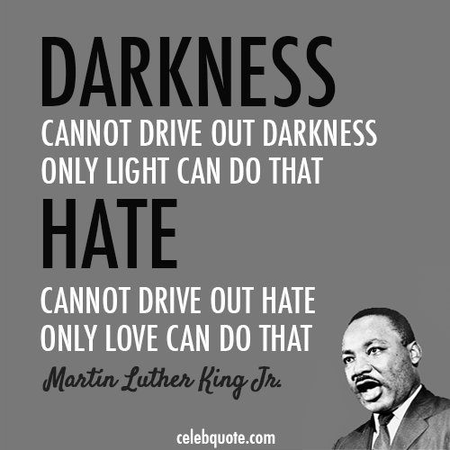 Martin Luther King Jr. Quote (About love light hate darkness)