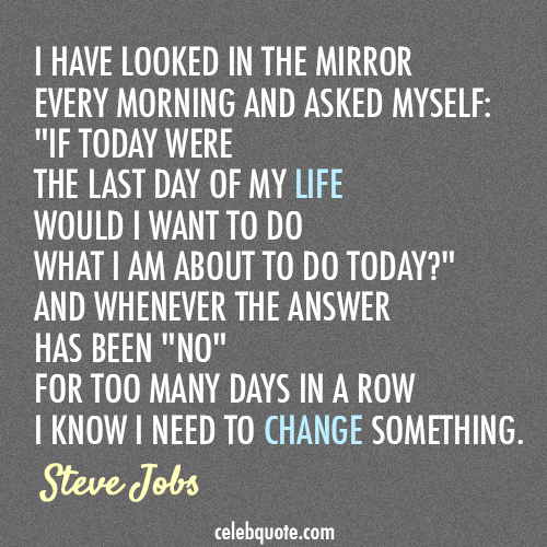 Steve Jobs Quote (About today success life changes)