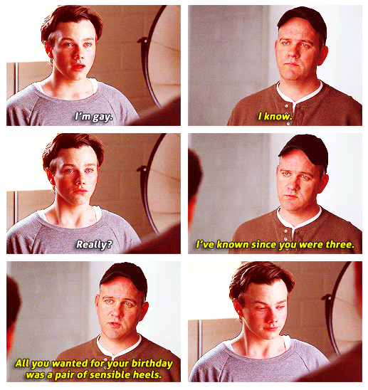 Glee Quote (About school gay son gay father and son come out)