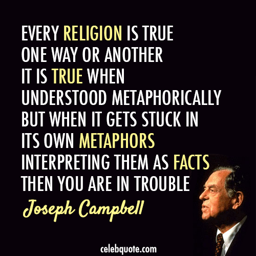 Joseph Campbell Quote (About religion metaphor god belief antheist)