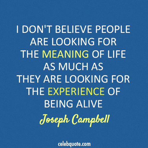 Joseph Campbell Quote (About meaning of life life goal being alive)