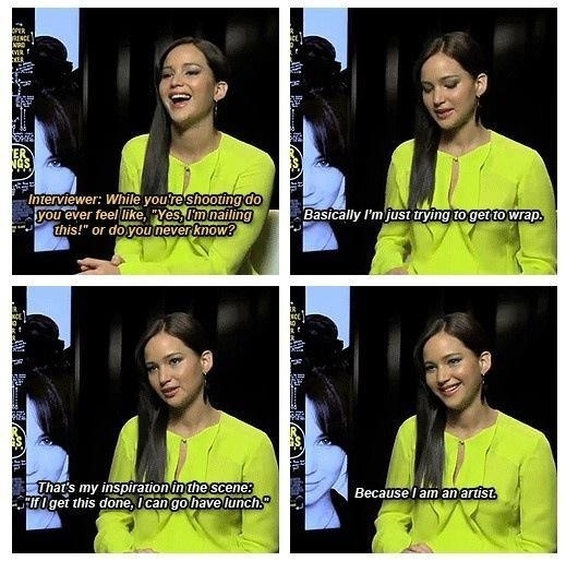 Jennifer Lawrence Quote (About interview hungry food)