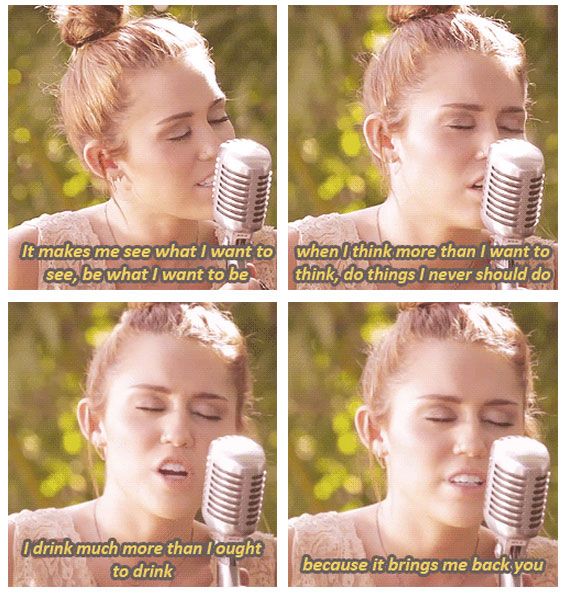 Miley Cyrus Lilac Wine Quote (About singing live cover band Backyard Sessions)
