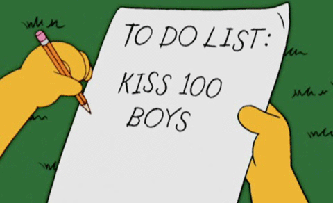 The Simpsons  Quote (About to do list kiss 100 boys)