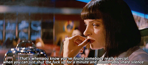 Pulp Fiction (1994)  Quote (About somebody special silence love gifs)