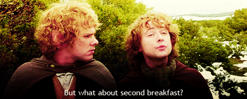 The Lord of the Rings: The Fellowship of the Ring (2001) Quote (About weekend second breakfast morning lunch lazy hungry hobbit gifs food breakfast)