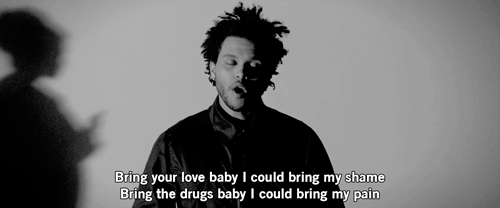 The Weeknd,Abel Tesfaye Wicked Games Quote (About shame pain love gifs drugs black and white)