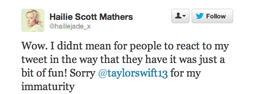 Hailie Scott Mathers  Quote (About tweet Taylor Swift sorry immaturity Eminems daughter)