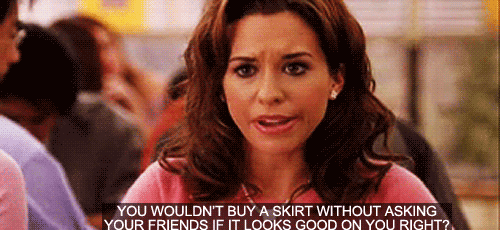 Mean Girls (2004) Quote (About skirt shopping permission gifs friends bitches approval)