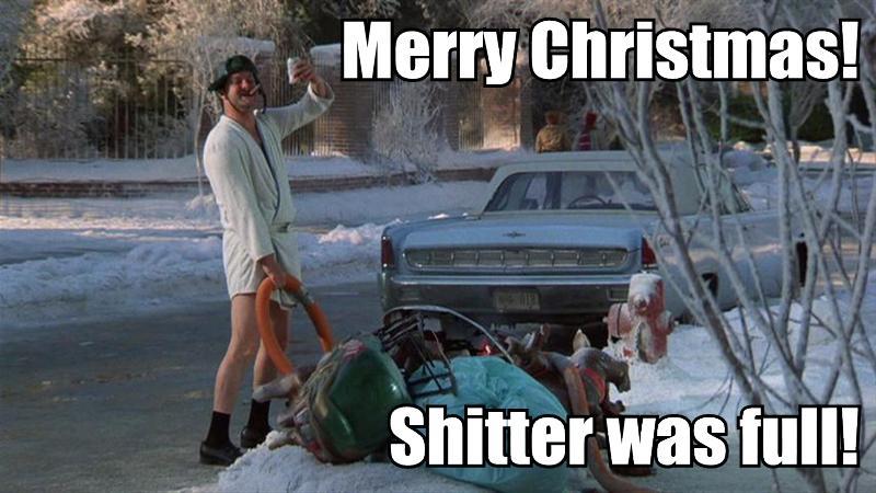 Christmas Vacation (1989)  Quote (About trash shitter rubbish merry xmas holiday funny clean christmas)