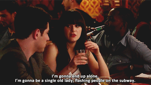 New Girl Quote (About train time subway single old lady old life gifs alone age)