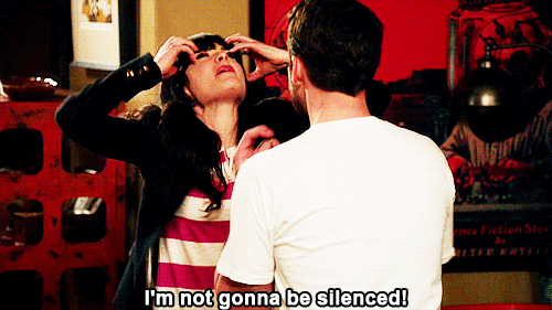 New Girl Quote (About silenced shut up quiet noisy gifs)