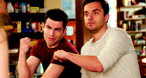 New Girl Quote (About high five handshake hand gestures gifs fist bump)