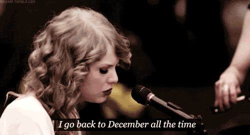 Taylor Swift Back To December Quote (About snow love gifs december christmas break ups)
