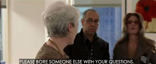 The Devil Wears Prada (2006)  Quote (About stupid questions question gifs bore answer)