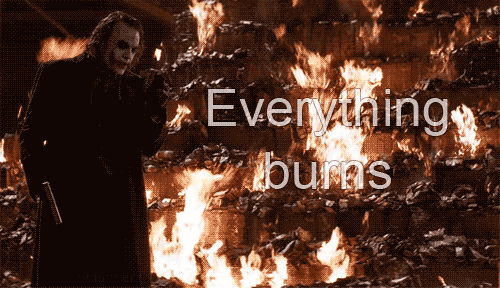 The Dark Knight (2008)  Quote (About tragedy gifs fire burns bomb ash)