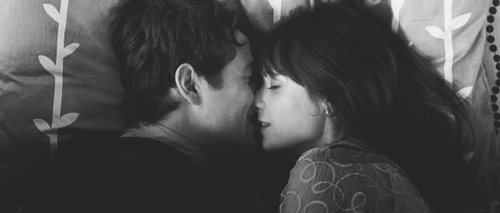 (500) Days of Summer (2009)  Quote (About kissing kiss in bed kiss gifs black and white best kiss bed)