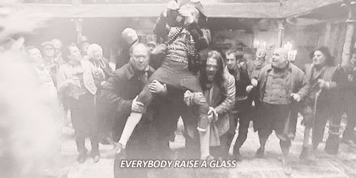 Les Misérables (2012)  Quote (About raise a glass Master of the House gifs celebration celebrate)