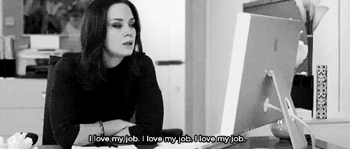 The Devil Wears Prada (2006) Quote (About office love my job hate my job gifs black and white)
