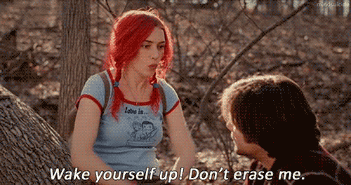 Eternal Sunshine of the Spotless Mind (2004) Quote (About wake up remember park gifs forget erase)