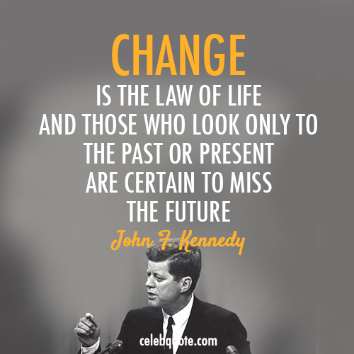 John F. Kennedy Quote (About present past life future changes change)