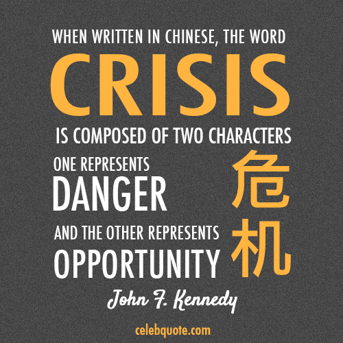 John F. Kennedy Quote (About opportunity danger crisis Chinese words China)