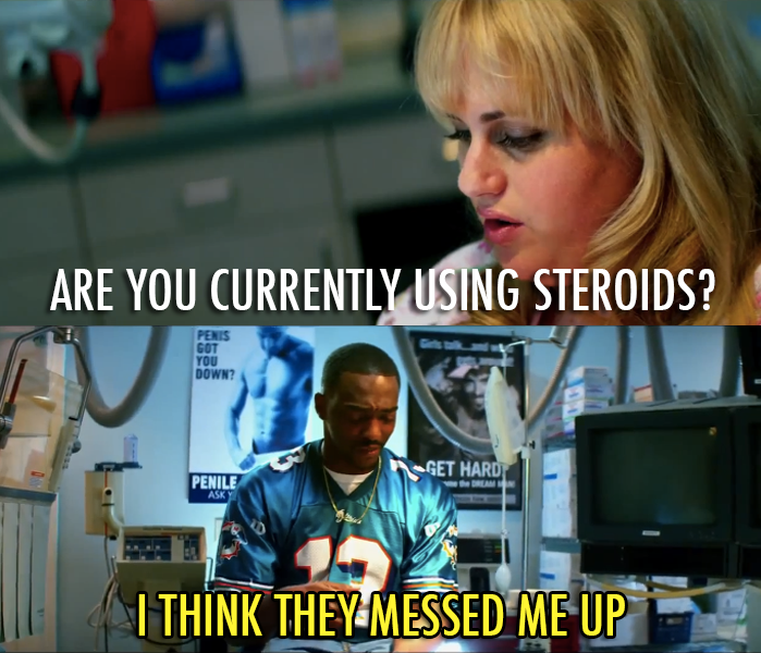 Pain & Gain (2013) Quote (About steroids sexual malfunction penis mess up gym body building)